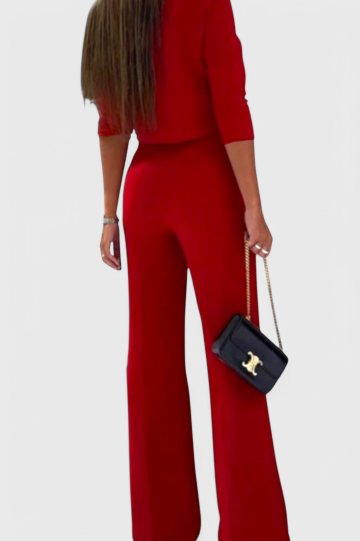 Gelsomina 3/4 Sleeve Top with Wide Leg Pants Ensemble