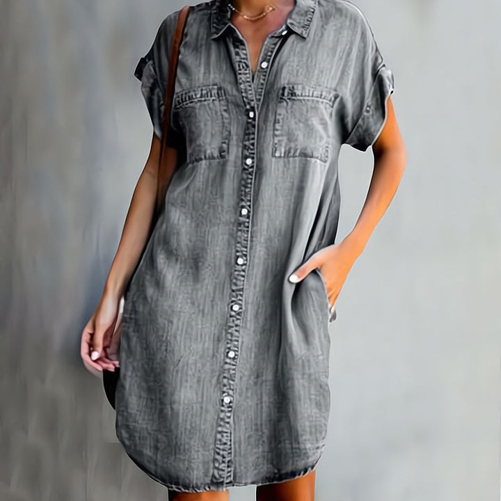Valeria | Button-Front Denim Shirt Dress