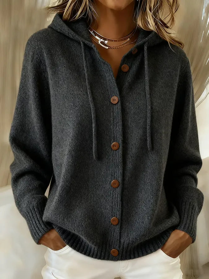 Melania | Hooded Button-Front Cardigan