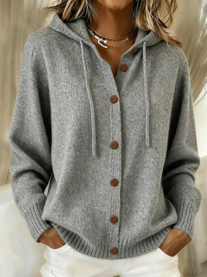Melania | Hooded Button-Front Cardigan