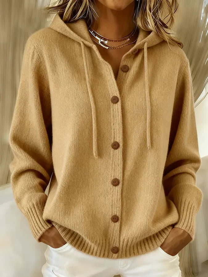 Melania | Hooded Button-Front Cardigan