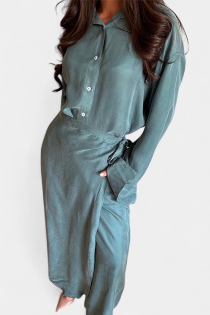 Allegra Casual Shirt and Skirt Pants Set