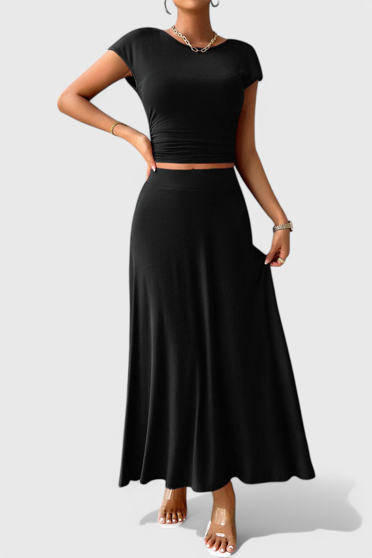 Rosaria Ruffled Top and Flowing Skirt Two-Piece Set