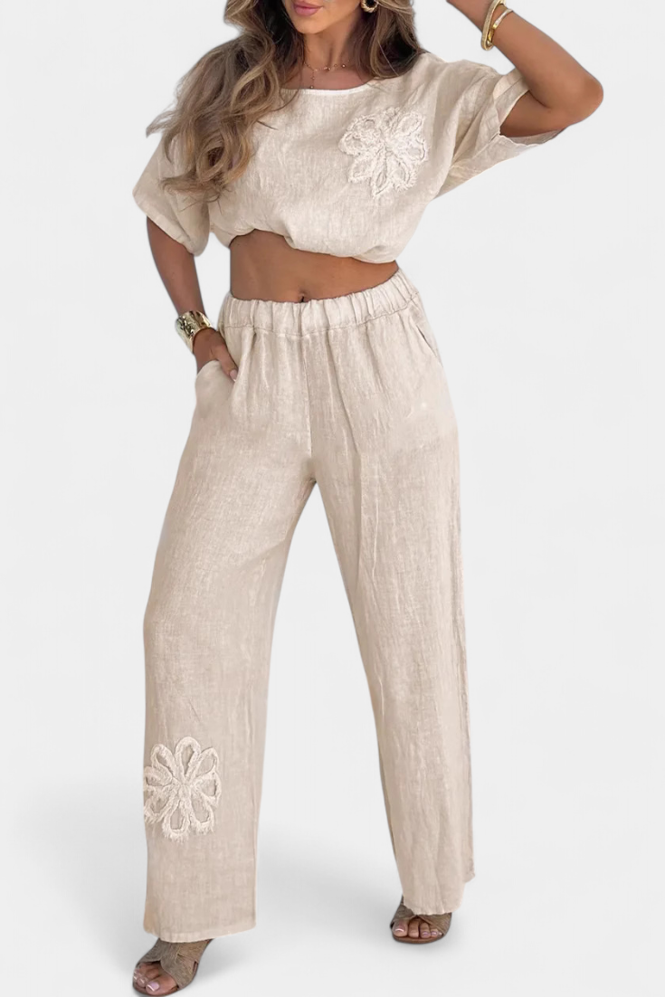 Embroidered Linen Set - Rosetta Casual Collection