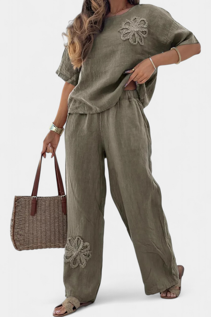 Embroidered Linen Set - Rosetta Casual Collection