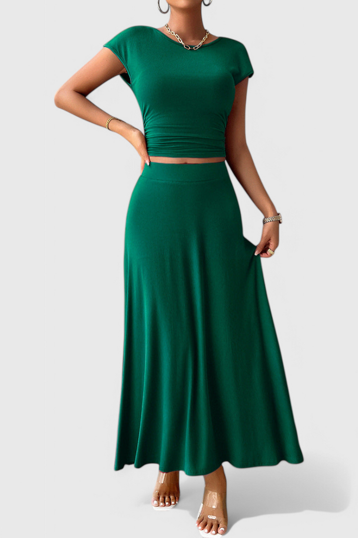 Rosaria Ruffled Top and Flowing Skirt Two-Piece Set