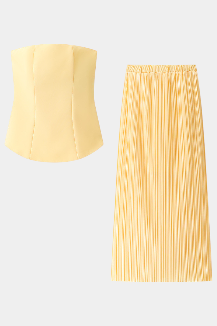 Letizia Strapless Bandeau Top with Pleated Skirt Set