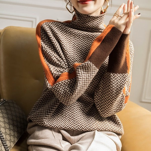 Diletta | Herringbone Turtleneck Sweater