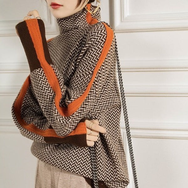 Diletta | Herringbone Turtleneck Sweater