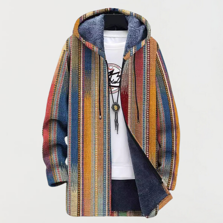 Alessandra | Vertical-Stripe Hooded Cardigan