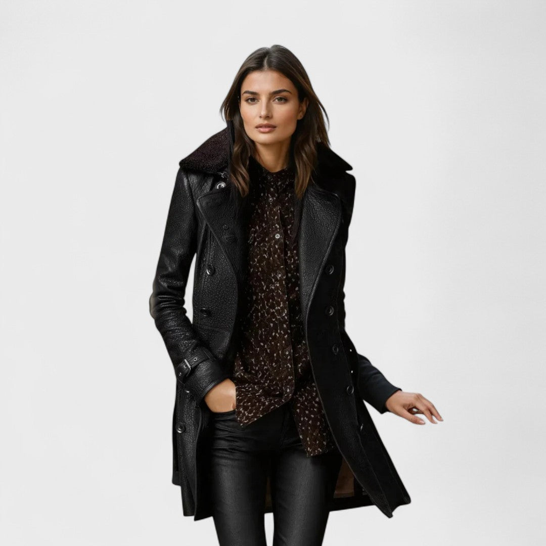 Lea - Elegant 3/4 Leather Coat