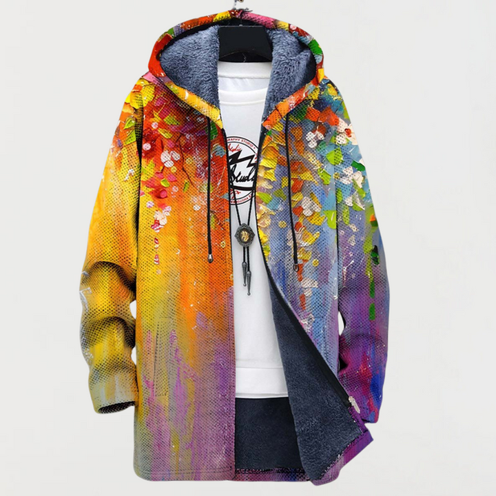 Cinzia | Gradient Splatter-Print Hooded Cardigan