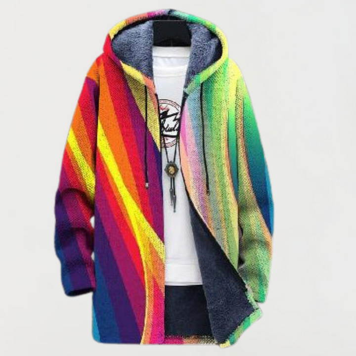 Donatella | Rainbow-Stripe Hooded Cardigan