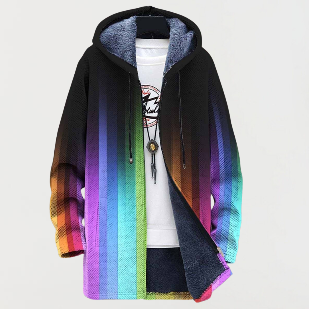 Viola | Rainbow-Stripe Hooded Cardigan