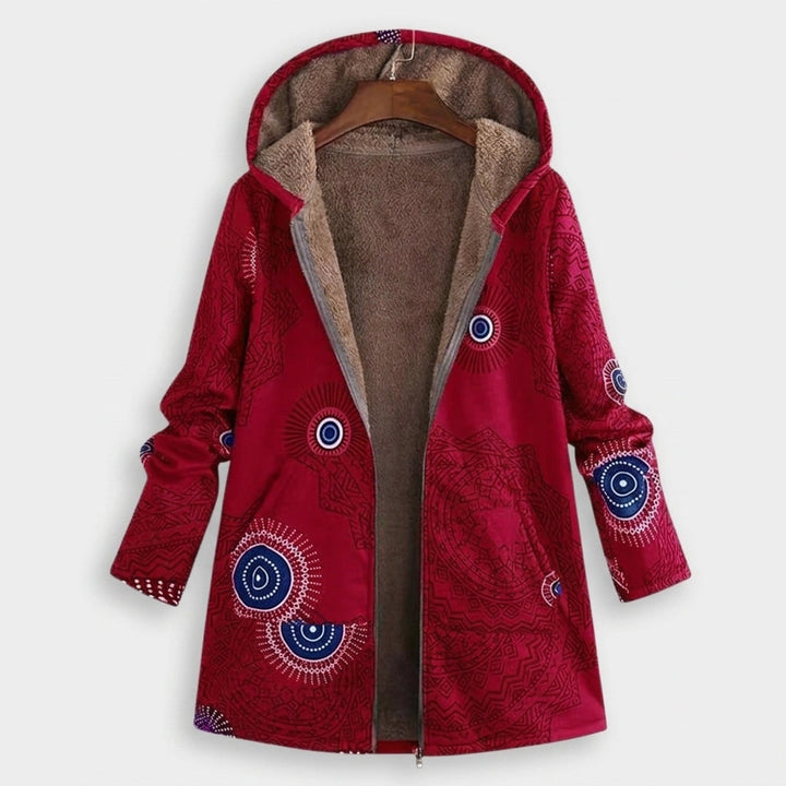 Marisa | Red Patterned Fleece Coat