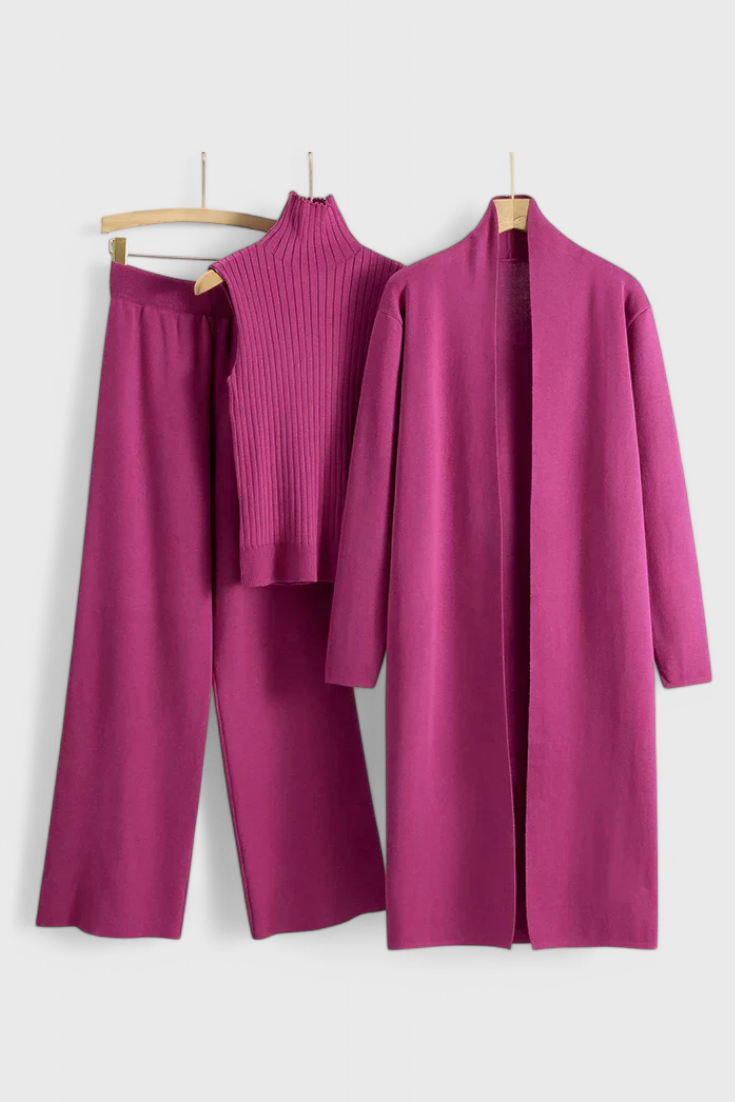 Cristina Elegant Cut 3-Piece Soft Knit Ensemble