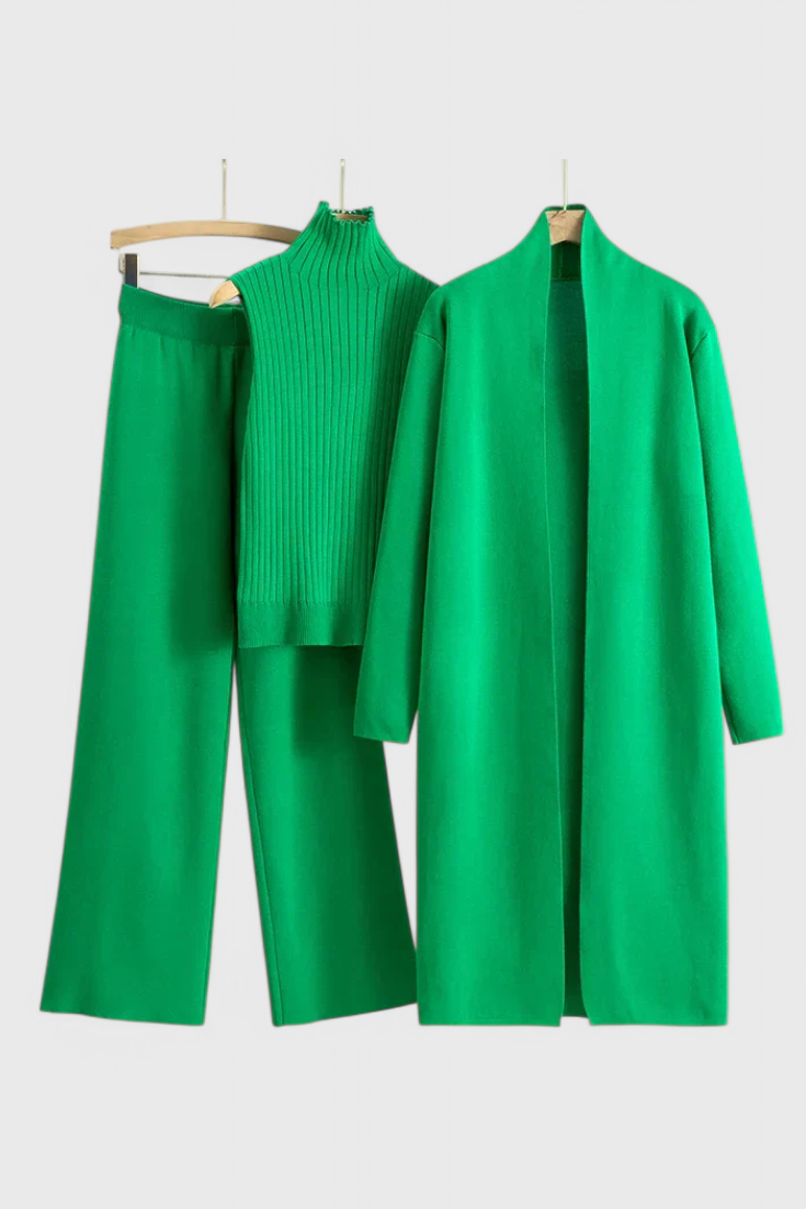 Cristina Elegant Cut 3-Piece Soft Knit Ensemble