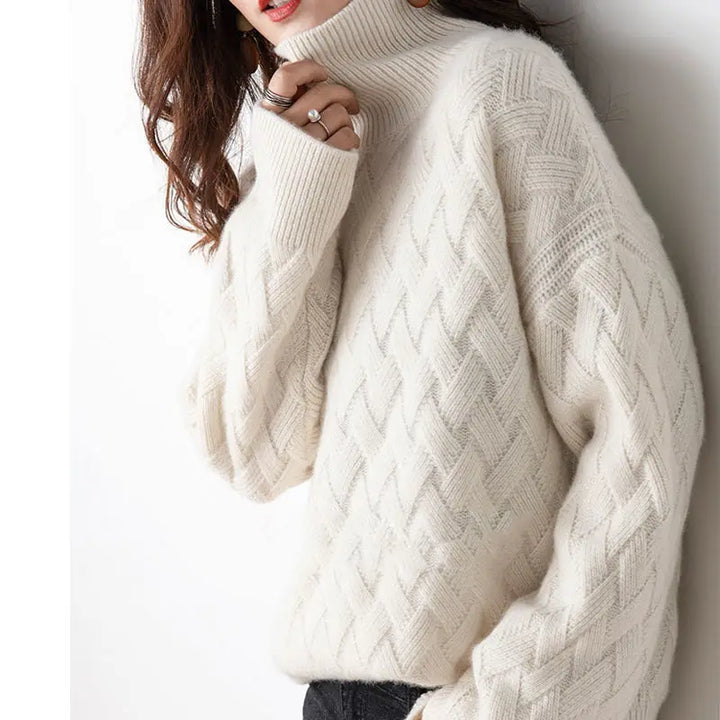 Anna | Basketweave-Knit Turtleneck Sweater