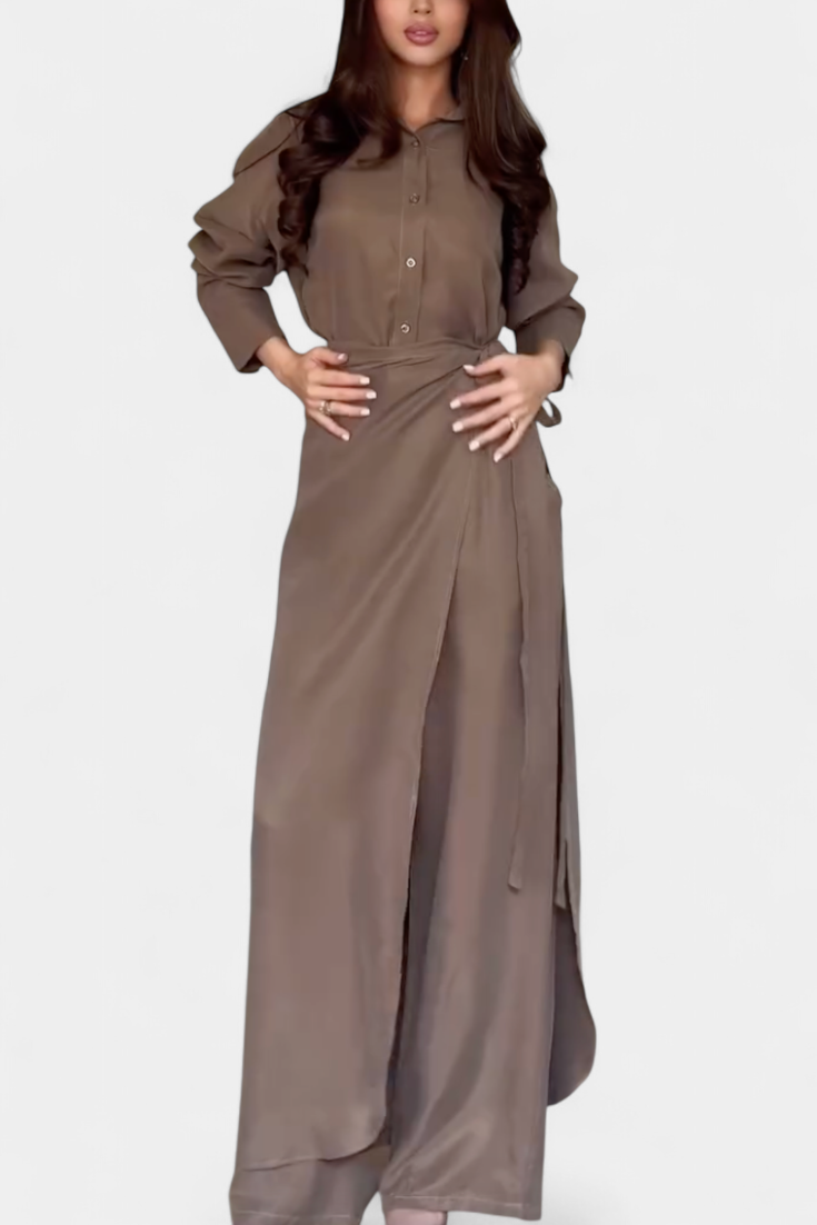 Allegra Casual Shirt and Skirt Pants Set