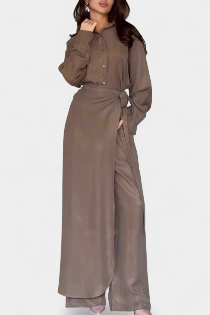 Allegra Casual Shirt and Skirt Pants Set