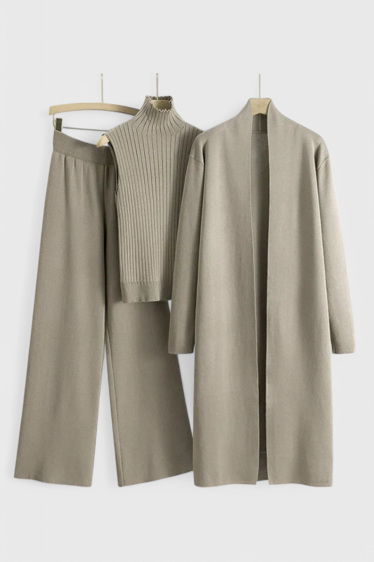 Cristina Elegant Cut 3-Piece Soft Knit Ensemble