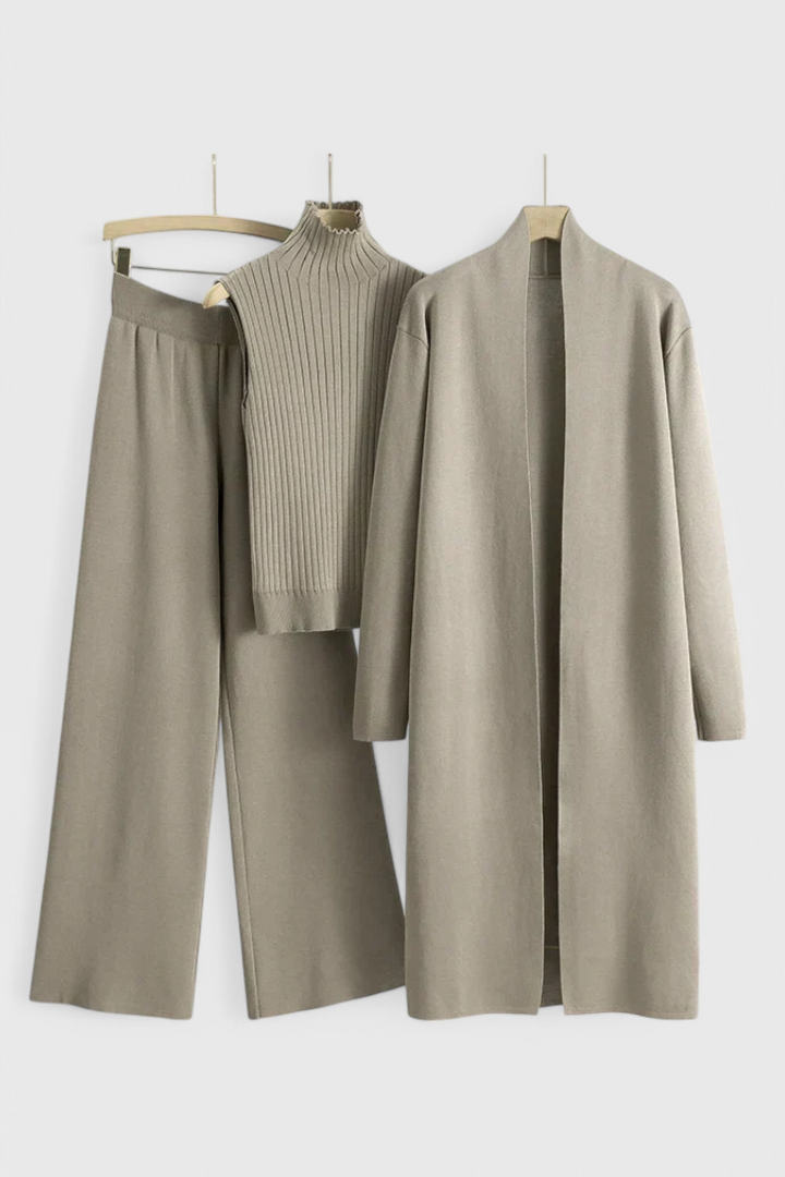 Cristina Elegant Cut 3-Piece Soft Knit Ensemble