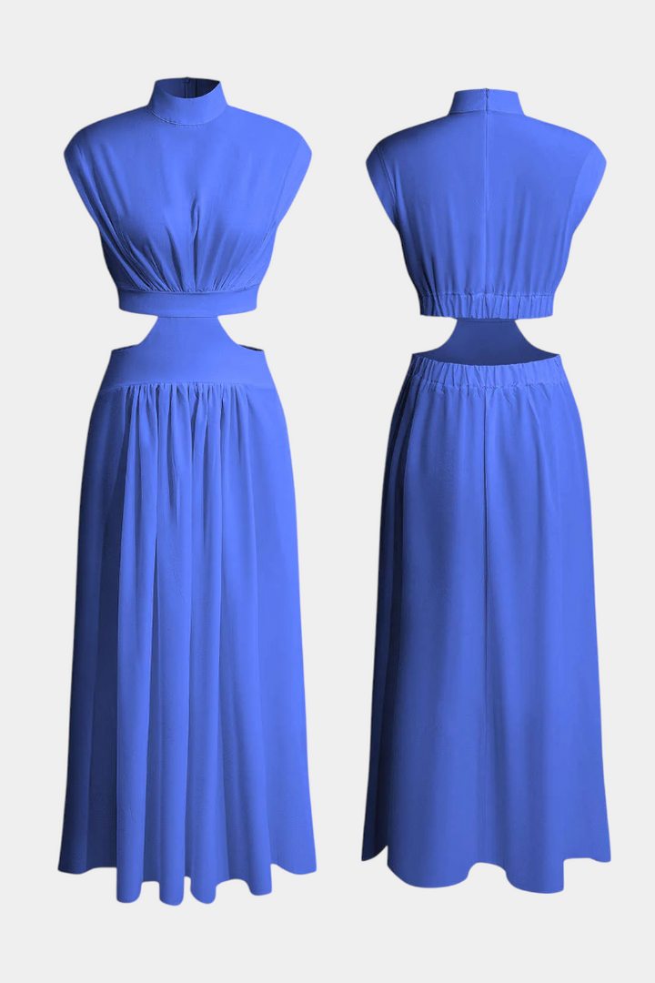 Marina High Neck Top and Flowing Skirt with Side Slits