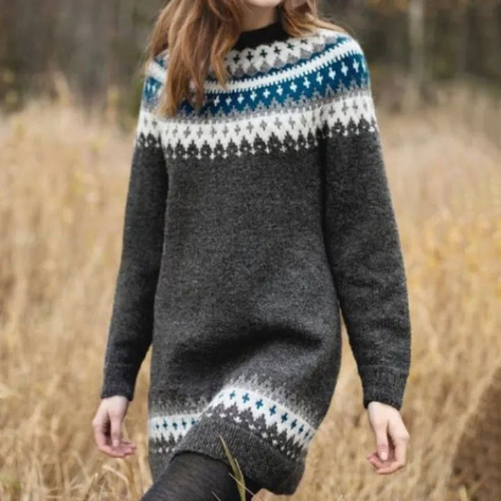 Aurora | Longline Fair Isle Yoke Sweater