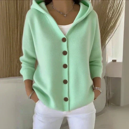 Eva | Hooded Button-Up Knit Cardigan