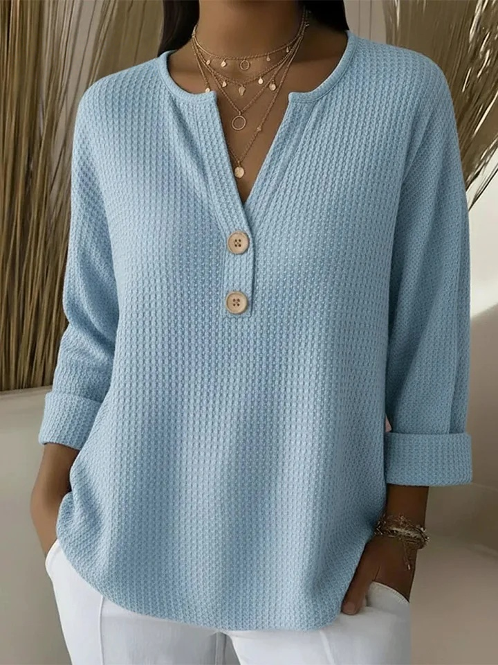 Milena | Waffle Knit Henley Top
