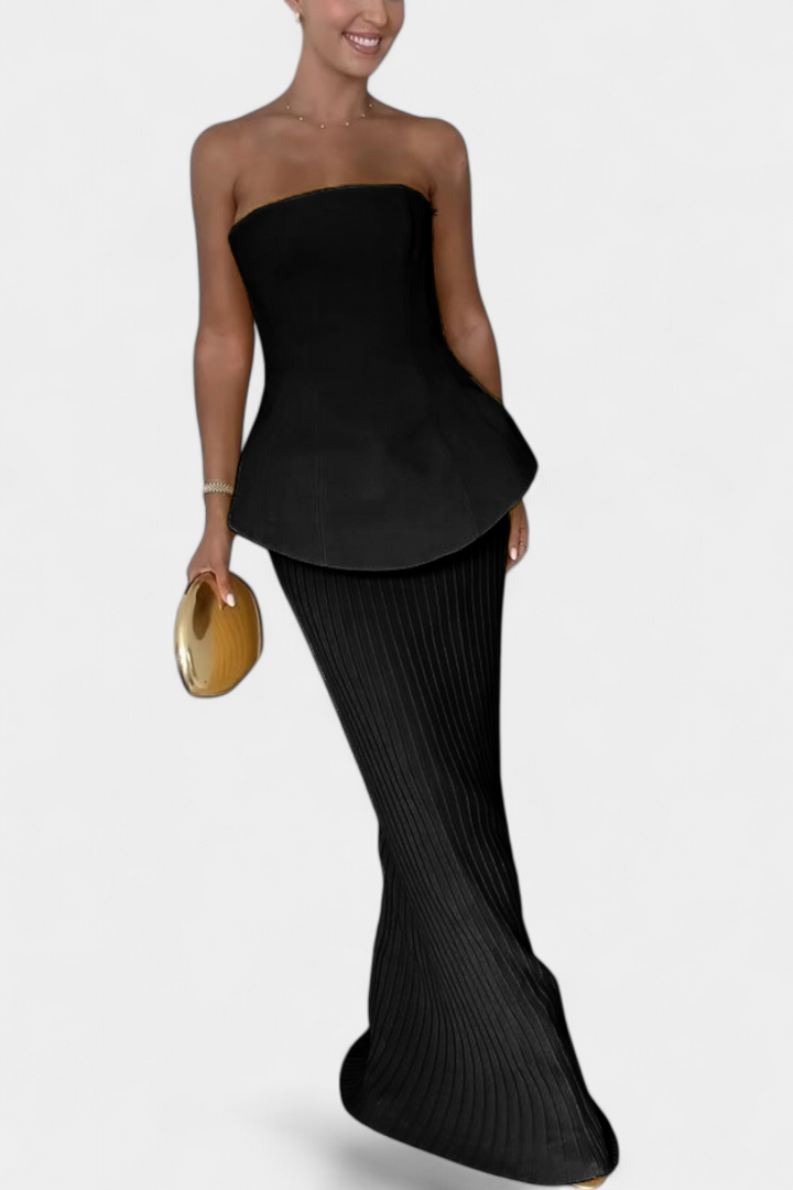 Letizia Strapless Bandeau Top with Pleated Skirt Set