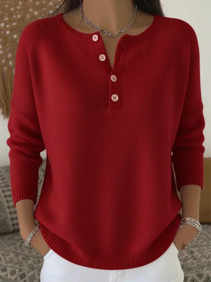 Cristina | Henley Button-Up Knit Sweater