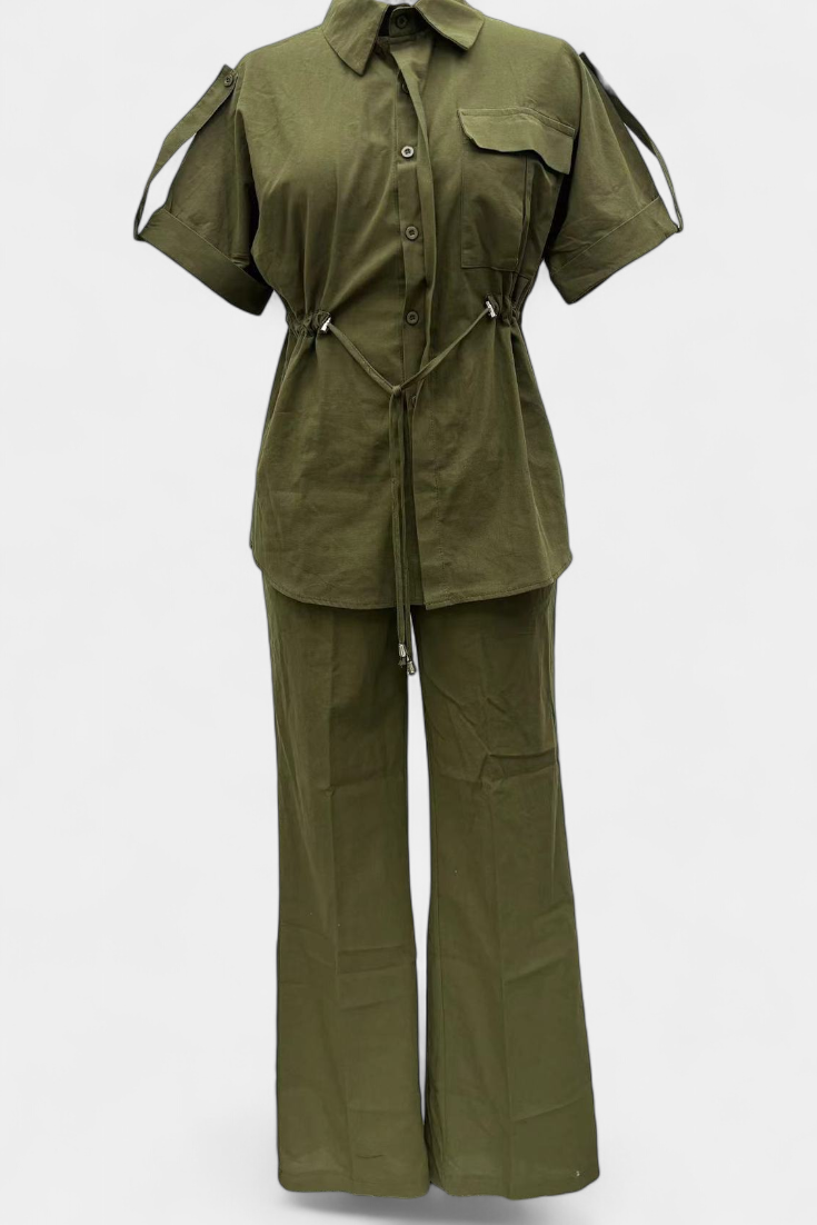 Marta Relaxed Fit Two-Piece Linen and Cotton Set