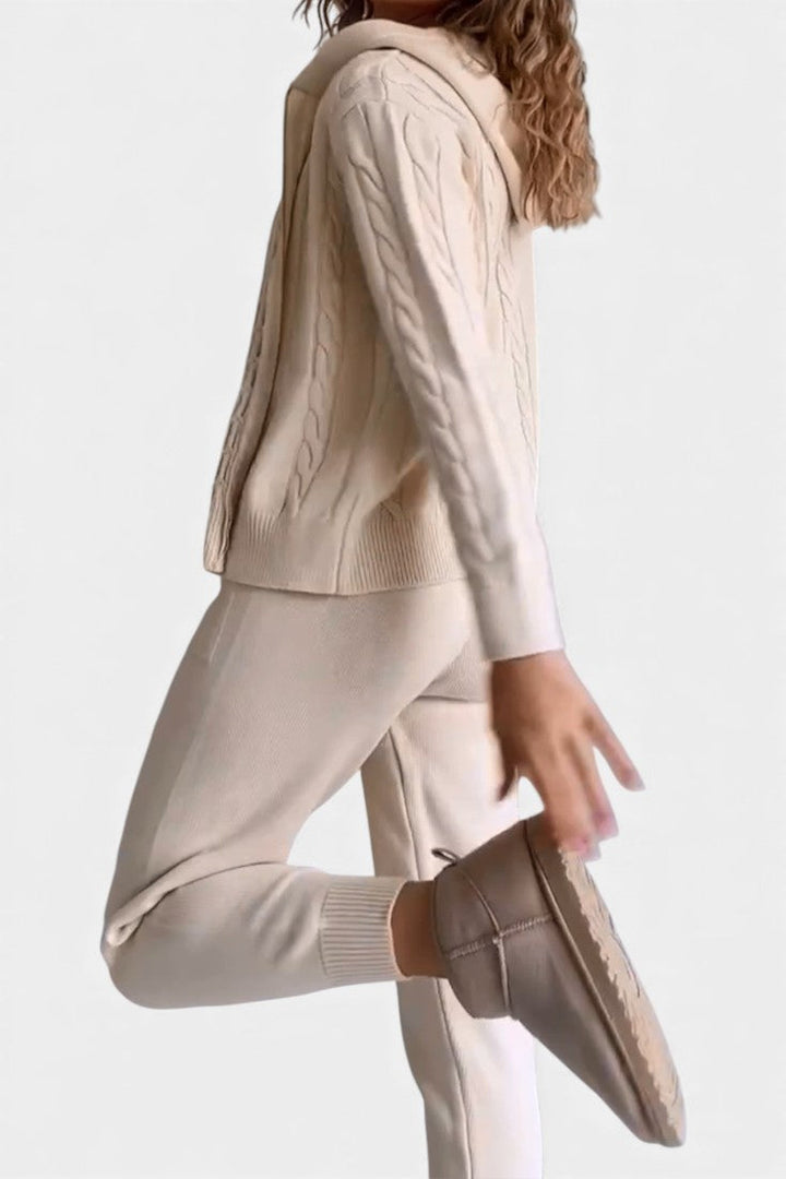 Claudia Cardigan & Twisted Jacquard Sweater Set - Casual Style