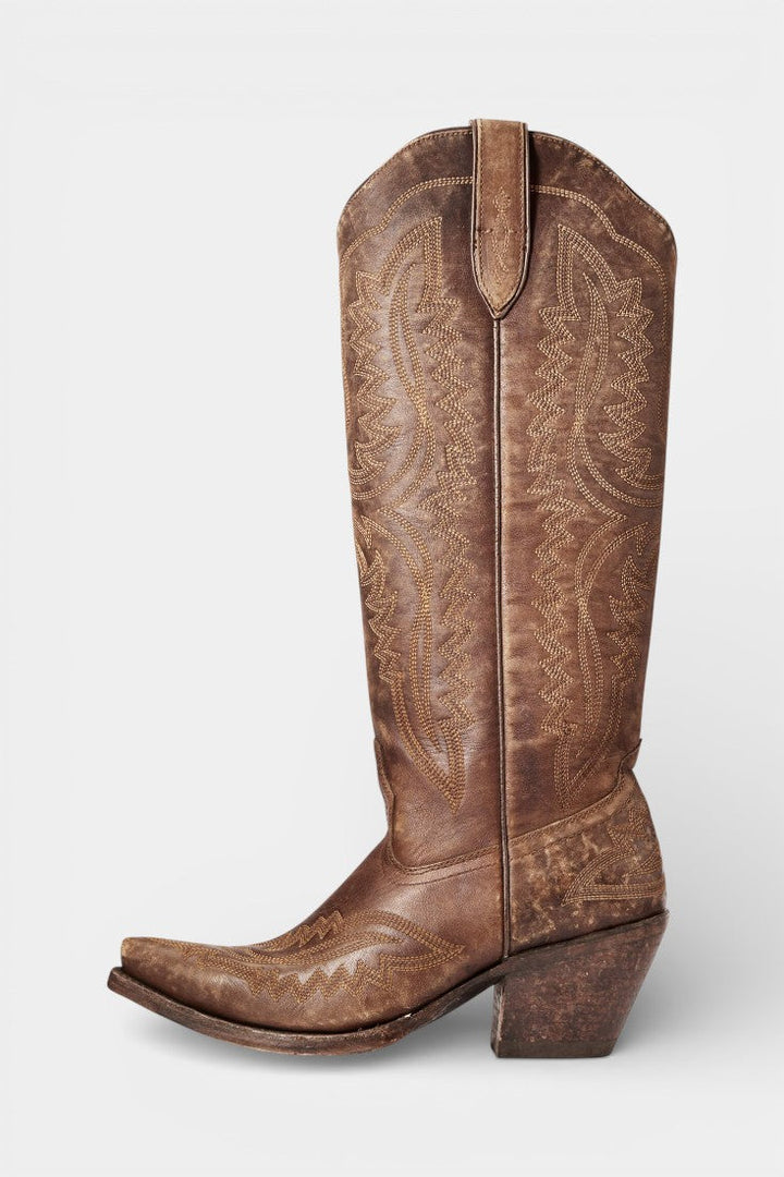 Gioia Retro Western Embroidered Pointed Toe Booties