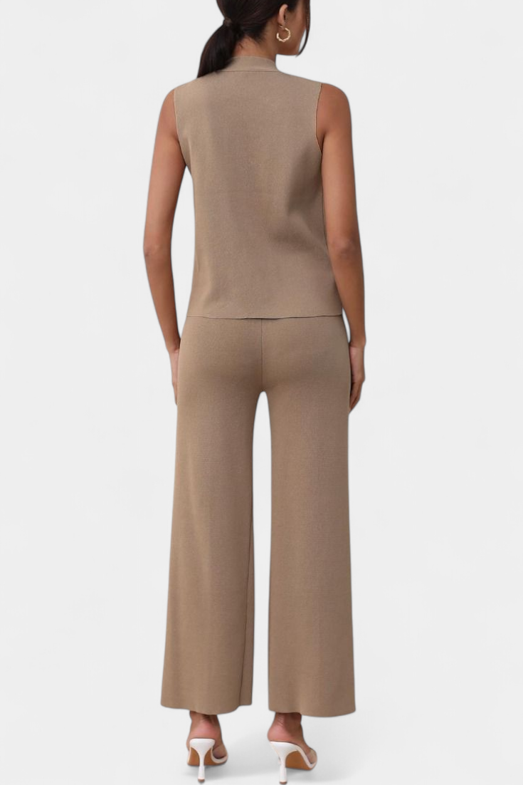 Maria Knit Vest with Wide-Leg Trousers