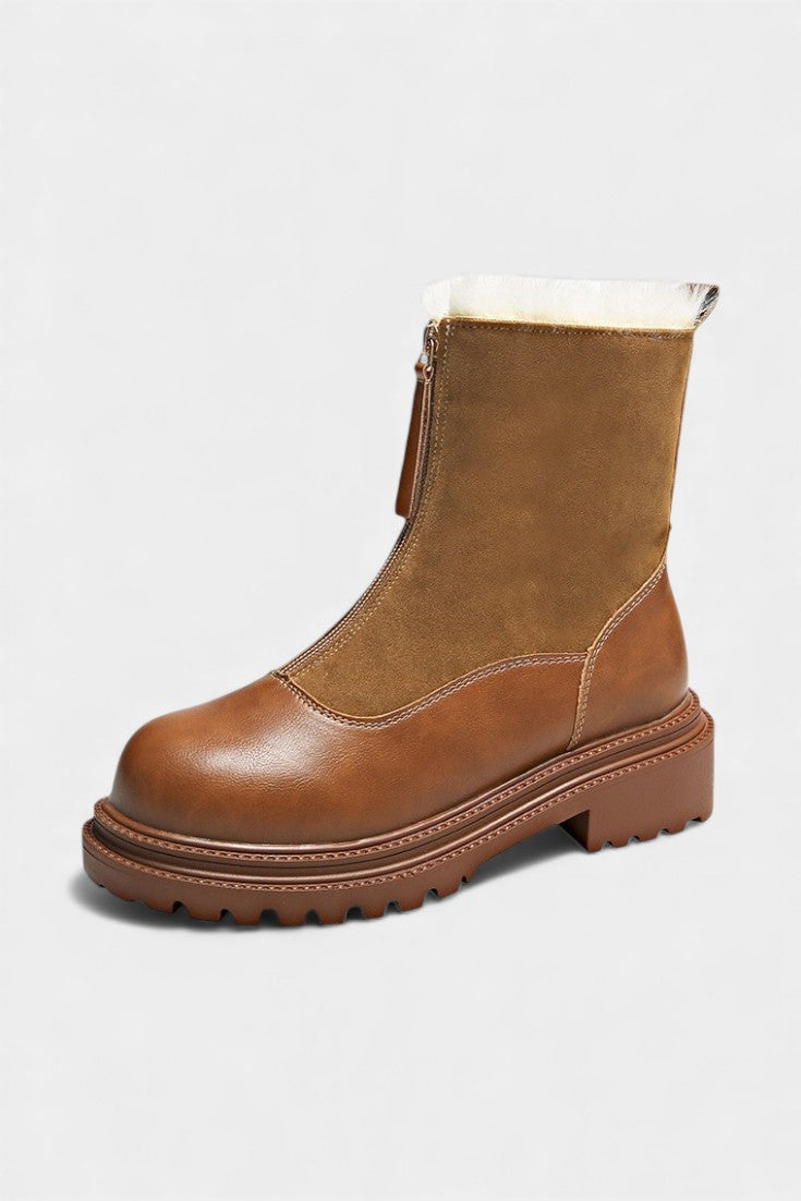 Candida Cleated Sole Boots with Faux Fur Trim