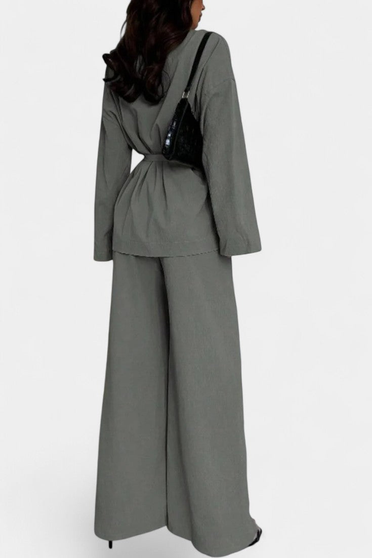 Emma V-Neck Blazer and Flared Pants Set