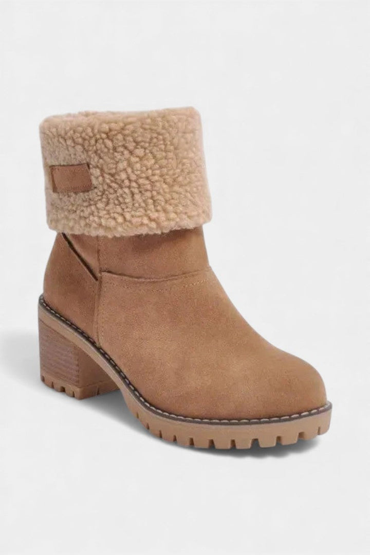Francesca Virginia Faux Fur Block Heel Ankle Boots