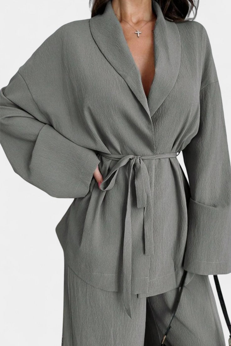 Emma V-Neck Blazer and Flared Pants Set