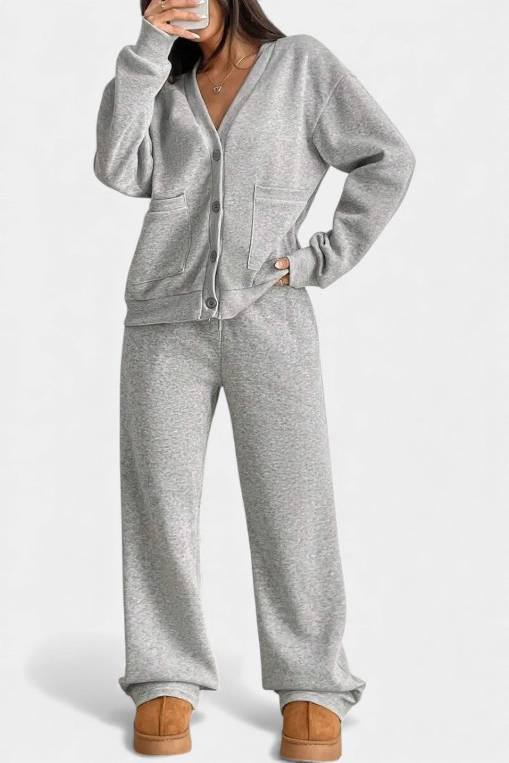 Emilia Relaxed Cardigan Jacket & Wide-Leg Pants Set
