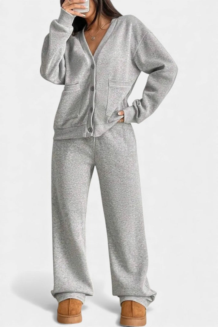 Emilia Relaxed Cardigan Jacket & Wide-Leg Pants Set