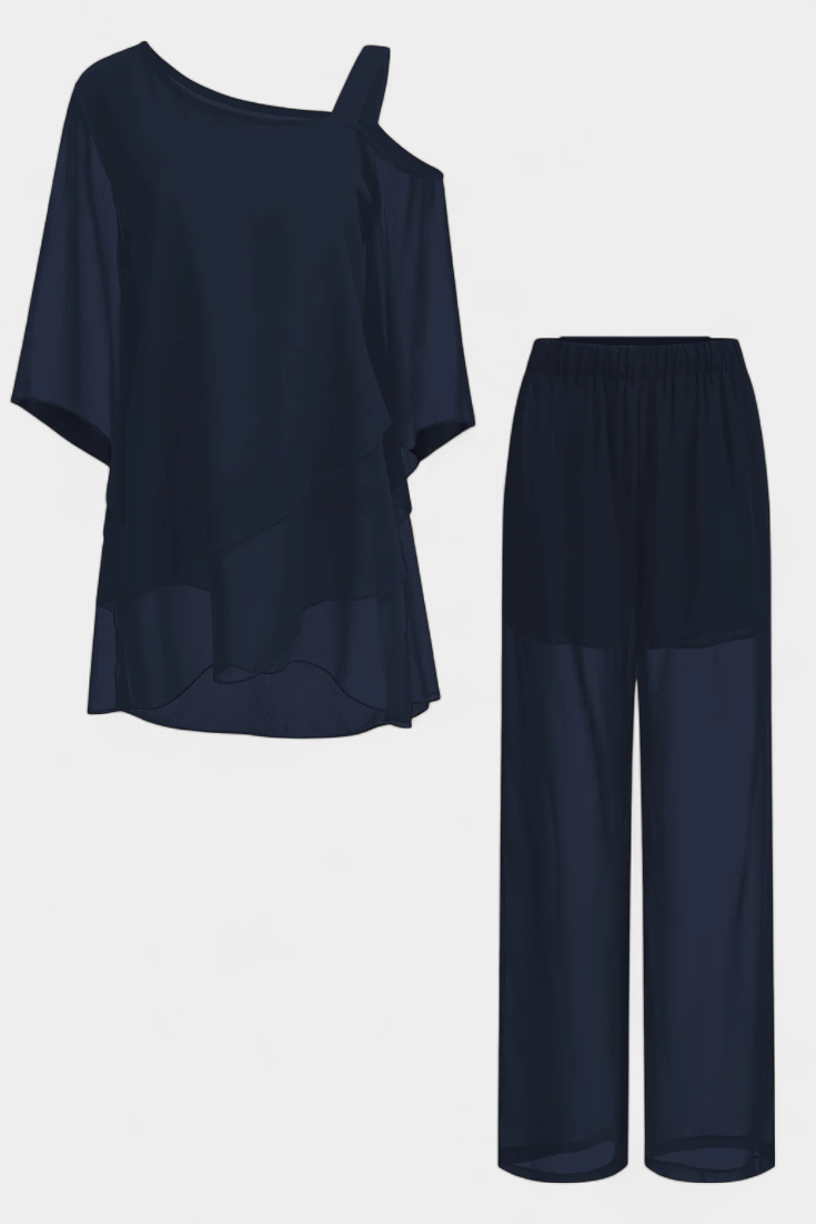 Flowy Off-Shoulder Two-Piece Simonetta Set