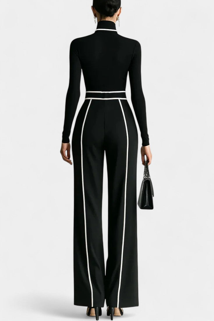 Rita Set Featuring a Stylish High Collar and Flared Wide Leg Pants