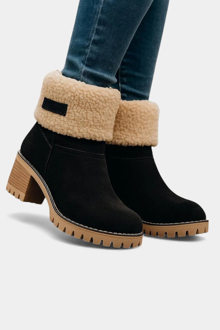 Francesca Virginia Faux Fur Block Heel Ankle Boots