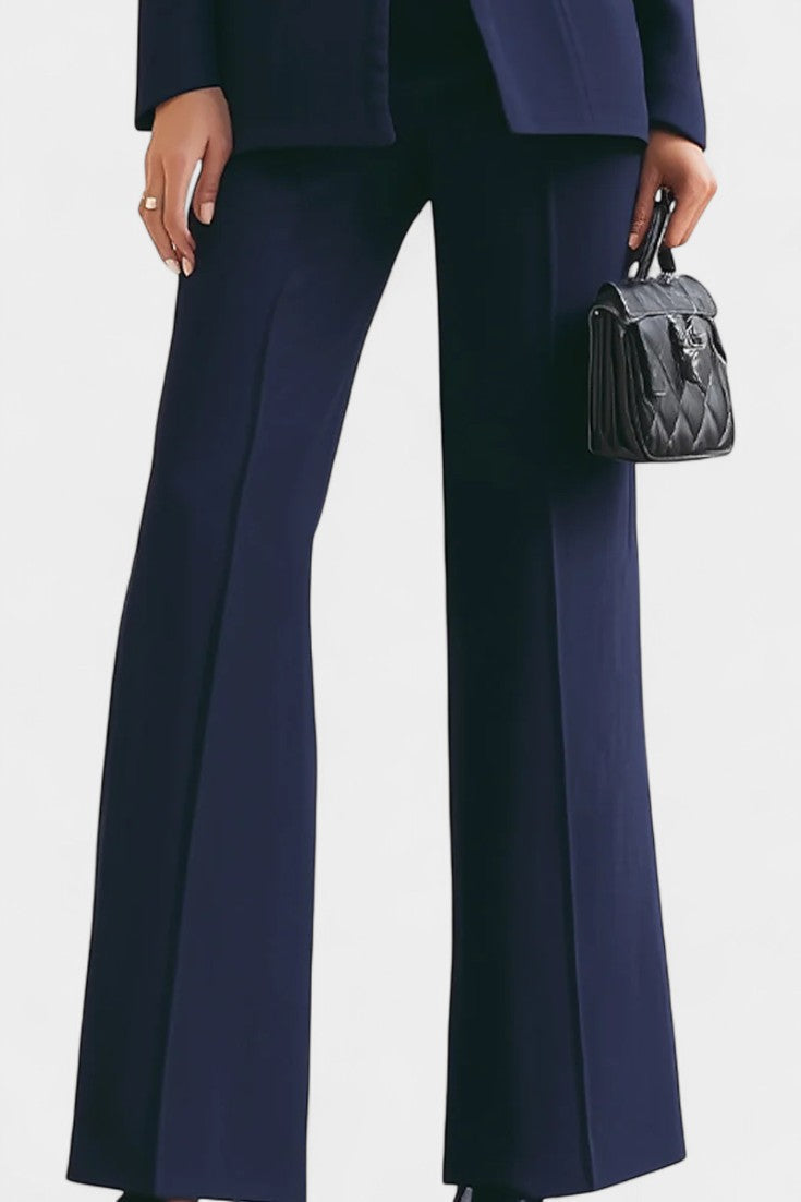 Rosalia High-Collar Two-Piece Set with Wide-Leg Trousers