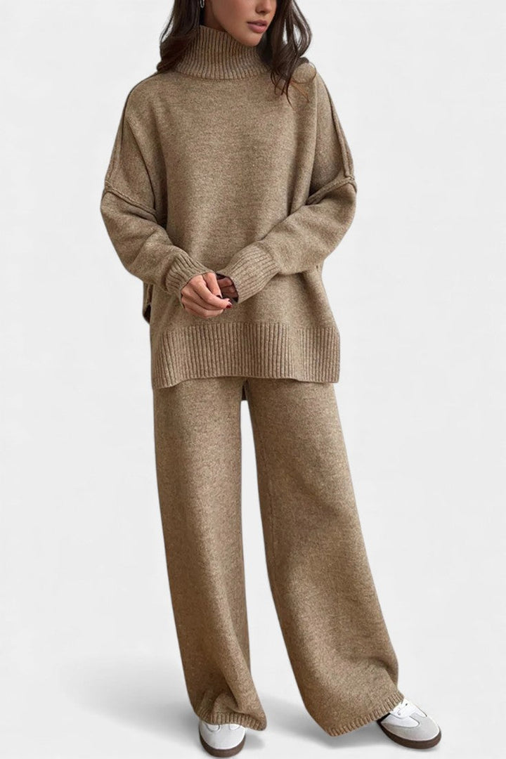 Eva Knit Set with Turtleneck and Wide-Leg Trousers