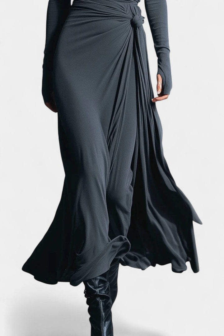 Gray Vera Long Wrap Dress