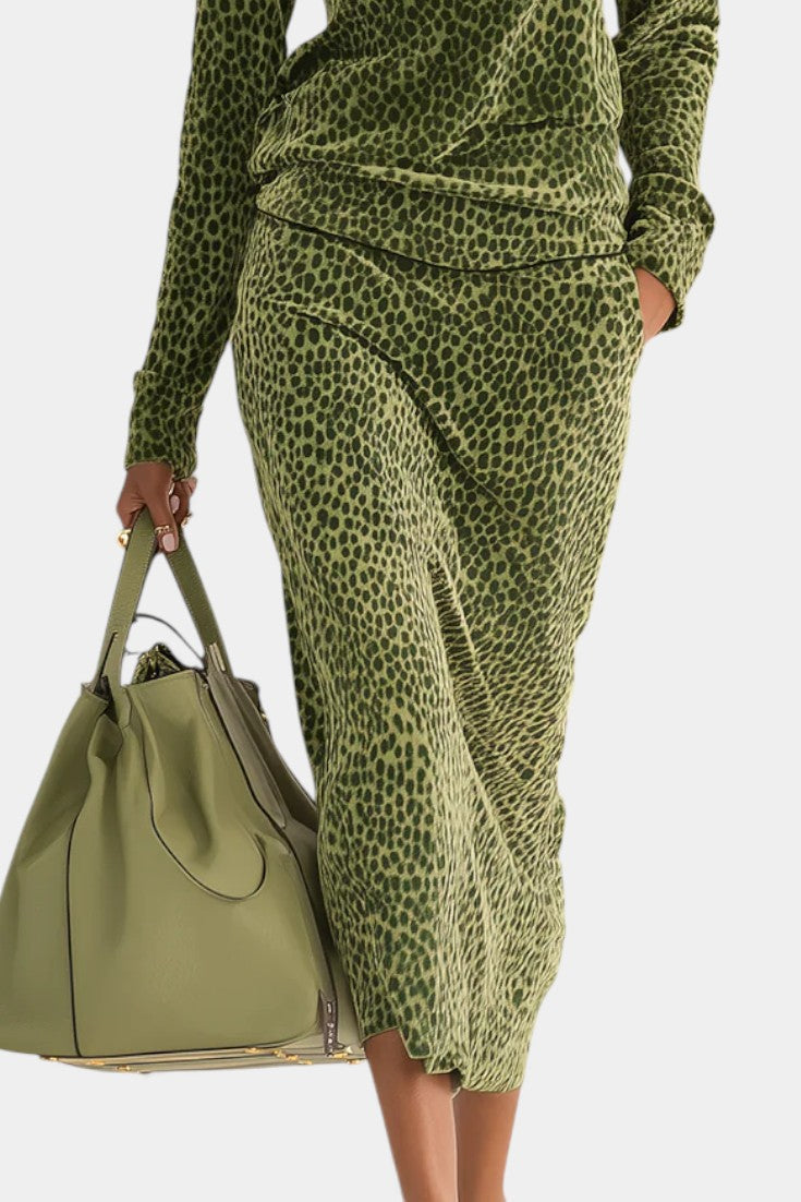 Federica Retro Leopard High Collar Ensemble