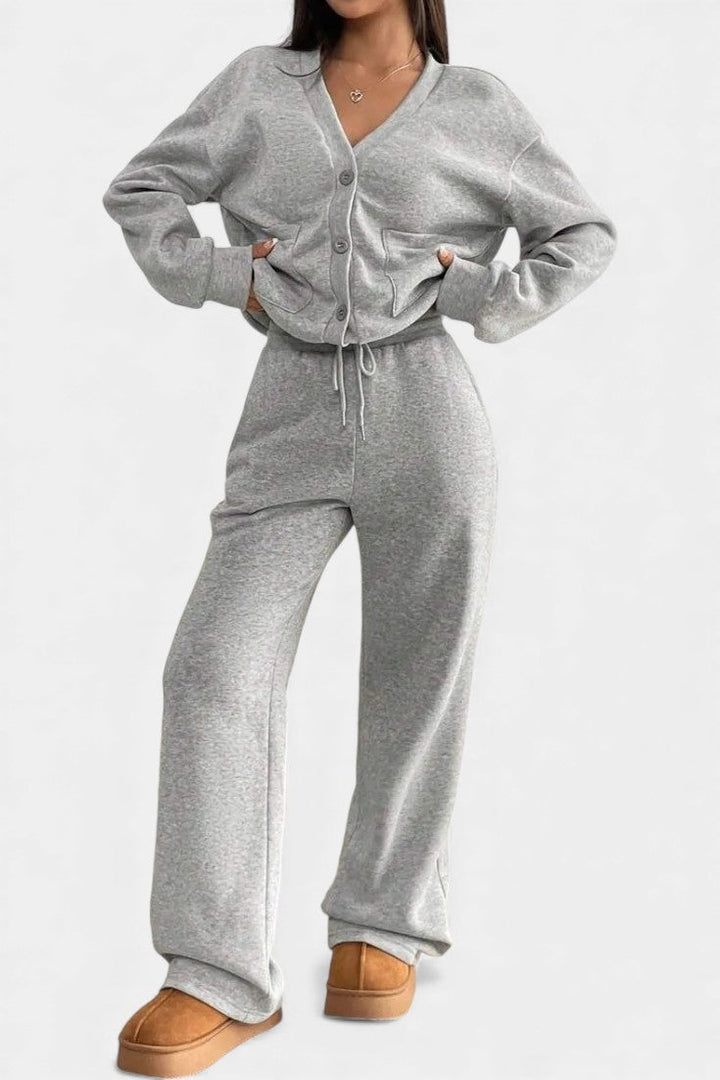 Emilia Relaxed Cardigan Jacket & Wide-Leg Pants Set